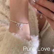 S925銀蝴蝶結愛心手鏈女雙層設計感圓珠手鐲小眾甜美貓眼石飾品 歷史價格詳細信息