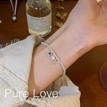 Pure Love樂芙 / 正韓 【B0768】韓系簡約S925純銀豬鼻小圓珠流蘇鏈條手鏈 / 銀 歷史價格詳細信息