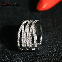 戒指女時尚個性食指歐美微鑲雙層方排鑽鑽鋯石鑲嵌戒指寬面指環-欣晴百貨 歷史價格詳細信息