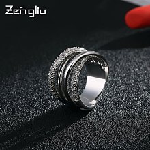 戒指女時尚個性食指歐美微鑲雙層方排鑽鑽鋯石鑲嵌戒指寬面指環-欣晴百貨 歷史價格詳細信息