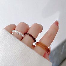 戒指亞克力珍珠戒指三件套年新款潮法式復古高級感時尚個性食指戒 歷史價格詳細信息