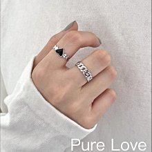 Pure Love樂芙 /正韓 【R0440】韓系簡約S925純銀笑臉字母雙層開口戒指 / 銀 歷史價格詳細信息