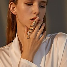 誇張蛇節戒指輕奢設計感白貝間鑽蛇造型蛇骨指環潮流網拍配飾-哈囉好物 歷史價格詳細信息