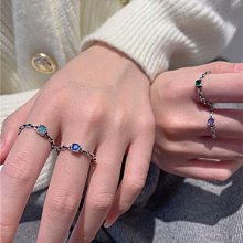 Pure Love樂芙 /正韓 【R0509】韓系簡約S925純銀幾何鑲嵌方塊寶石開口戒指 / 銀 歷史價格詳細信息