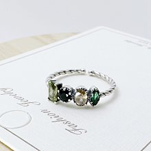 純銀 925 銀 綠 鋯石 葉子 硫化 蘇聯鑽 方鑽 戒指 戒圍 戒子 女生 女款 深綠 yf53 綠色-鴻運飾品 歷史價格詳細信息