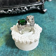 【H.W】個性動物風精緻微鑲密鋯T方鋯撞色鏤空咬環捲捲豹子頭拚色開口戒指 可調節 活口 歷史價格詳細信息