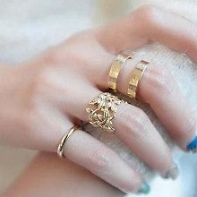 3件套戒指 韓版戒指 十字架戒指 金屬鏤空指環 歐美飾品 個性戒指 條紋 開口可調節戒指 女生戒指 寬版戒指 金色系戒指 歷史價格詳細信息