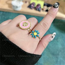 【H.BANDWAGON】代替月亮懲罰你 韓版設計感繽紛多巴胺彩色微鑲細圈八芒星開口戒指 可調節 活口 歷史價格詳細信息