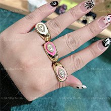 【H.W】個性動物風精緻微鑲密鋯T方鋯撞色鏤空咬環捲捲豹子頭拚色開口戒指 可調節 活口 歷史價格詳細信息