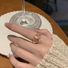 水鑽愛心戒指 925純銀戒子 小眾設計開口戒指 可調整 輕奢高級感指環 時尚個性食指戒 閃鑽造型戒指 潮流疊戴戒-鴻運飾品 歷史價格詳細信息