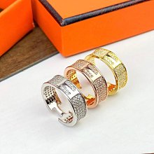 愛馬仕戒指HERMÈS鎖頭皮帶扣戒指豬鼻子戒指璀璨奢華滿鑽戒指男女同款對戒情侶戒指 指環首飾 歷史價格詳細信息