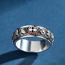 戒指新款六字真言可旋轉戒指男女ins潮食指指環復古小眾設計輕奢項鏈 歷史價格詳細信息