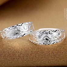龍鳳指環 足銀純銀對戒 結婚戒指 開口龍戒 情人節禮物  銀飾品戒指 歷史價格詳細信息