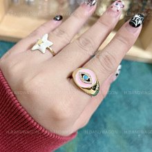 【H.BANDWAGON】代替月亮懲罰你 韓版設計感繽紛多巴胺彩色微鑲細圈八芒星開口戒指 可調節 活口 歷史價格詳細信息