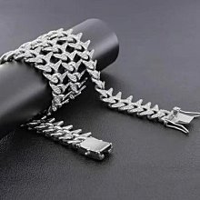 男嘻哈項鍊12mm彈簧扣單排鋯石菱形古巴鏈個性項鍊 歷史價格詳細信息