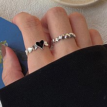 兩件套ins日韓冷淡風鋯石珍珠925純銀戒指小眾網紅氣質色銀飾~玲瓏心飾 歷史價格詳細信息