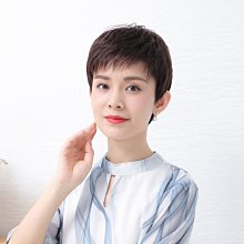 假发女短发真人发丝轻薄空气刘海圆脸波波头真发自然中长发全头套~特價 歷史價格詳細信息