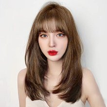 假发女中长发空气刘海内扣式长直发整顶发套气质修饰脸型全头套~特價 歷史價格詳細信息