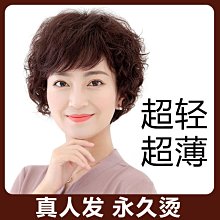 假发女短发真人发丝轻薄空气刘海圆脸波波头真发自然中长发全头套~特價 歷史價格詳細信息