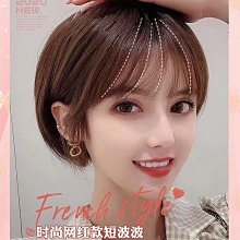 假发女短发真人发丝轻薄空气刘海圆脸波波头真发自然中长发全头套~特價 歷史價格詳細信息