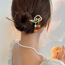 柿子髮簪高級感日常簡約簪子女古風旗袍配飾盤發頭飾送女朋友 歷史價格詳細信息