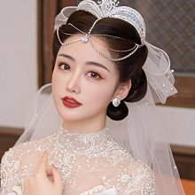 新娘頭飾大氣結婚婚紗禮服超仙生日拍攝寫真照相館配飾造型髮飾 歷史價格詳細信息