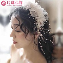婚禮新娘頭飾髮飾套裝婚紗配飾飾品項鍊首飾三件套珍珠韓式 歷史價格詳細信息