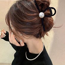 髮夾黑色珍珠絲絨抓夾發量多氣質后腦勺大號發夾鯊魚夾盤發發抓頭飾品 歷史價格詳細信息