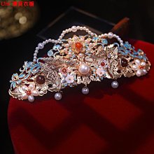 新款燒藍古風漢服頭飾流蘇珍珠景泰藍髮簪明制發冠景藍全套髮飾 歷史價格詳細信息