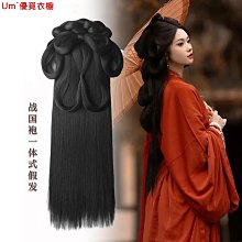 漢服頭飾假髮古風一體式後腦勺墊發女古裝魏晉風後壓發包盤發發髻 歷史價格詳細信息