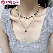 新中式天然石鈦鋼鏈條拼接項鍊女 小眾設計雙層龍紋珠串珠鎖骨鍊 金屬碎銀子脖頸鍊 中性冷淡風疊戴情侶項鏈 韓版時尚造型飾品 歷史價格詳細信息