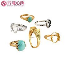 S925銀戒指空托女款活口戒指托鑲嵌蜜蠟琥珀綠松石琥珀戒托1724-玲瓏心飾 歷史價格詳細信息