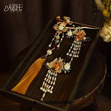 新娘頭飾中式古風金色飾品古典飛鳥涼亭流蘇發簪唯美漢菔盤發發飾 歷史價格詳細信息