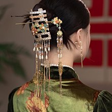 秀禾中式婚禮髮飾金色鳳冠新款串珠大氣宮廷婚禮古裝新娘頭飾結婚 歷史價格詳細信息