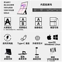 熒幕16寸顯示器便攜式副屏1.5K高清120HZ高刷100色域NS掌機屏幕 歷史價格詳細信息