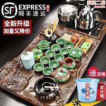 茶盤家用功夫茶具托盤客廳創意茶水盤圓盤實木茶托長方~特價~特價 歷史價格詳細信息