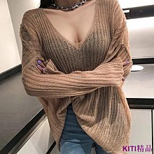KITI精品夏季針織毛衣T恤女 短袖T恤 韓版V領短袖上衣 百搭修身顯瘦T恤 素面t恤 大尺碼寬鬆上衣女 學生清新甜美短袖T恤 歷史價格詳細信息