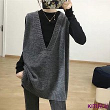 背心 韓國 寬鬆無袖V領針織背心 外搭背心 現貨＋預購 【PAD30】男女可穿 歷史價格詳細信息