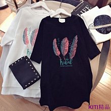 KITI精品大尺碼不規則假兩件式連帽衣 中長版長袖大學T 40-100kg 春秋季女裝 韓版寬鬆上衣MTL027 歷史價格詳細信息