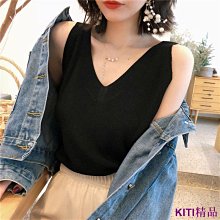 KITI精品針織上衣M-4XL實拍大尺碼女裝夏季胖mm復古不規則撞色拼接交叉緊身顯瘦v領短袖針織衫 女生上衣 正韓上衣 短袖衣 歷史價格詳細信息