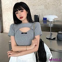 KITI精品短版上衣 T恤 女生韓版T恤 短袖情侶T恤 大尺碼名媛性感經典女裝 百搭夜店 低胸深V 緊身短袖針織打底 交叉上衣 歷史價格詳細信息