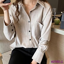 輕熟休閒寬鬆翻領純色襯衫簡約時尚翻領長袖流行男開衫日常上衣 歷史價格詳細信息