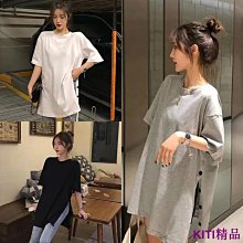 KITI精品【大尺碼女裝】D&G設計感拼接條紋韓版大學T女2022年早春中長款寬鬆慵懶風假兩件上衣 歷史價格詳細信息
