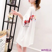 KITI精品【大尺碼女裝】D&G設計感拼接條紋韓版大學T女2022年早春中長款寬鬆慵懶風假兩件上衣 歷史價格詳細信息