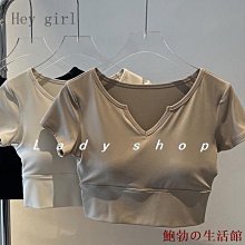 露腰短款瑜伽服女帶胸墊後肩細帶運動短袖緊身訓練跑步健身上衣夏 歷史價格詳細信息