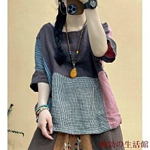 復古大地色系/復古格紋襯衫 圓領襯衫 排扣襯衫 長袖襯衫 薄款襯衫 襯衫[L7006] HEAR 歷史價格詳細信息