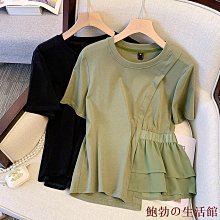 欣欣百貨【ROMAN】????????新款優雅夏季小衫寬鬆300顯瘦斤花邊法式時尚T恤胖妹妹木耳新款特胖MM大尺碼 歷史價格詳細信息