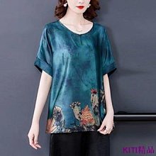 【熱賣精選】大尺碼女裝 短袖上衣大尺碼寬鬆仿真絲襯衫夏季新款200斤印花復古洋氣中老年大尺碼短袖上衣女 價格比較,價格查詢,歷史價格詳細信息