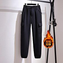 加絨工裝褲女秋冬季黑色美式復古高腰顯瘦運動休閒闊腿長褲ins潮 歷史價格詳細信息