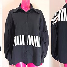 鴨米衣舖中大尺碼拼布白花朵雙袋樣黑色薄棉麻布長袖外衫/襯衫~秋裝 歷史價格詳細信息